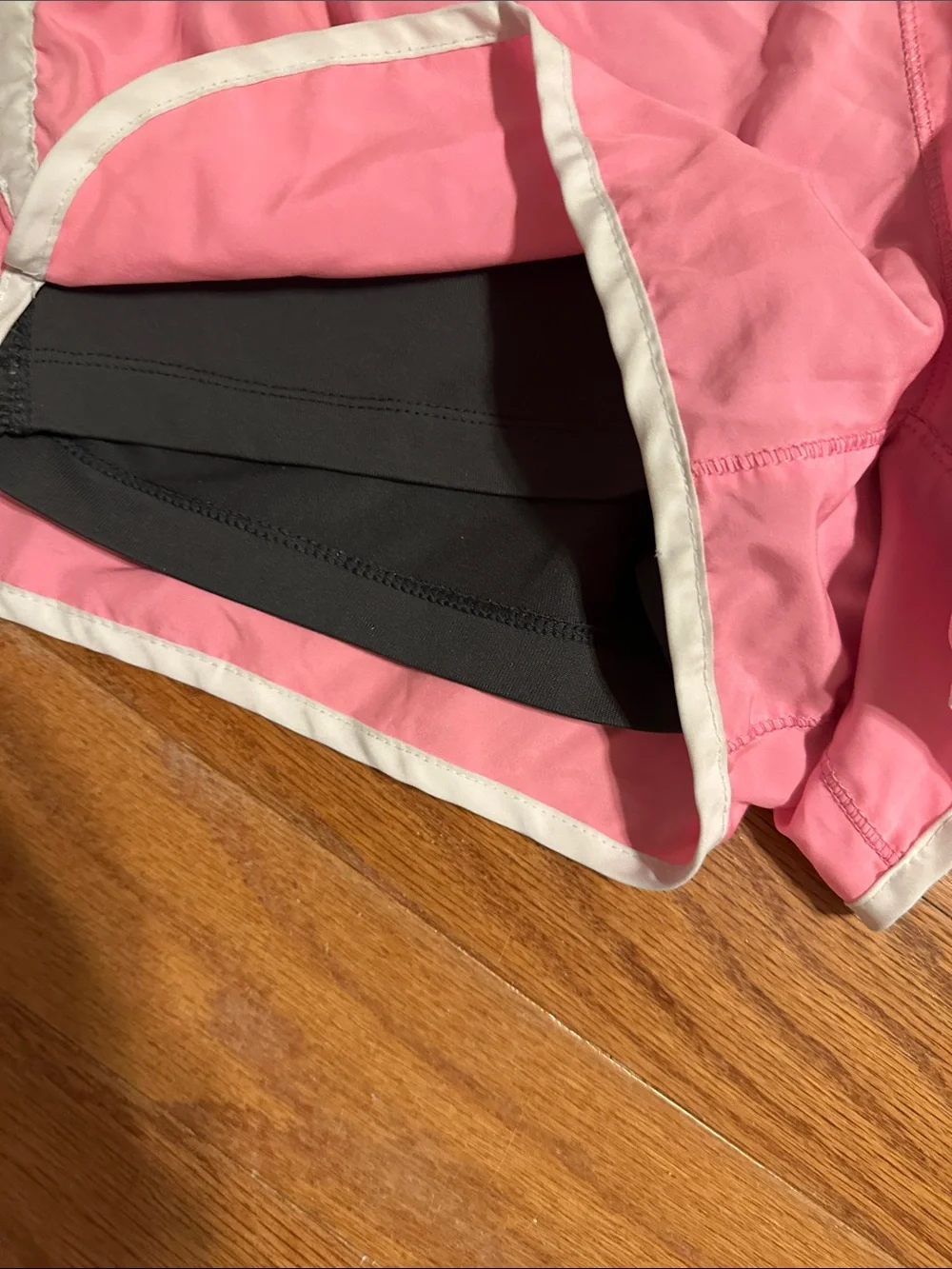 Nike Women’s Pink Athletic Shorts with Gray Waistband and White Trim